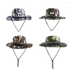 Berets Buckte Hat Men Men Wide Brim UV защита от солнца камуфляж шляпы Boonie Рыбалка охота