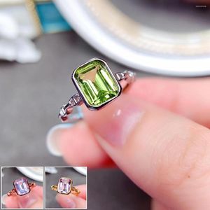 Cluster Rings MeiBaPJ Natural Peridot/Ametrine/Lavender Amethyst Fashion Ring For Women Real 925 Sterling Silver Charm Fine Party Jewelry