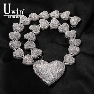 Strands Strings Uwin Heart Necklace With Big Cubic Zirconia Micropave Connected To End Charm Jewelry Women Accessories Gifts 230822