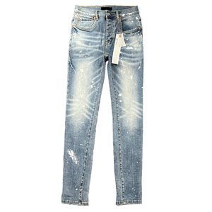 Designer Jeans Männer Frauen Hosen Lila Ksubi High Street Retro Farbe Spot Slim Füße Micro Elastische Loch Kleie Q2M3