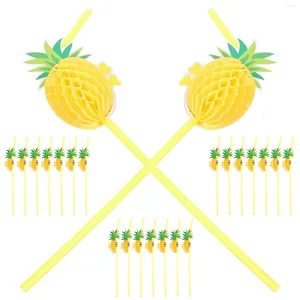 Engångskoppar sugrör ananas dricka hawaiian party tabell dekoration tropisk