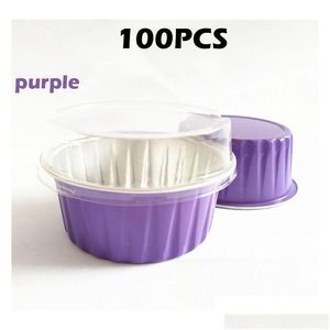 Disposable Cups Straws 100Pcs 5Oz 125Ml Cake Baking Muffin Liners With Lids Aluminum Foil Cupcake F Jllglj Drop Delivery Home Gard Otbor