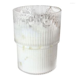 Tazze di piattini bicchieri da caffè a strisce semplici bere trasparenti per il latte di cappuccino succo di frutta tè acqua per la colazione