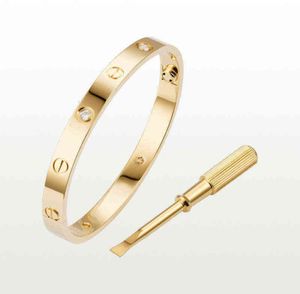 Liebesschraubenarmband Designer Armbänder 4 Diamanten Bangel Luxus Schmuck Frauen Accessoires Titanium Stahllegierung Goldplated Never F6603797