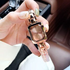 Luxury Gold Lady Watch 24mm Rectangle Dial Top Brand Designer Fashion Womens Watches rostfritt stål Band Diamond Wristwatches for Women Valentine's Day Gift Wtach