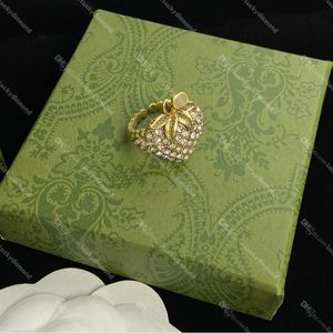 Anelli in oro alla fragola anelli da donna con anelli di apertura di lettere ad interblocco diamantato per regalo