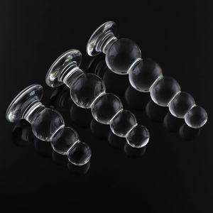 Anal Toys 345 Beads Transparent Crystal Plug Prostate Massager Glass Dildo Anus Sex Toy For Women Dilator Vaginal Orgasm 230821