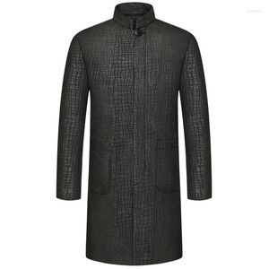 Trench maschile blu jiao heavy xiangyun cappotto primavera a metà lunghezza seta rastrellata di seta top cinese vintage Fas