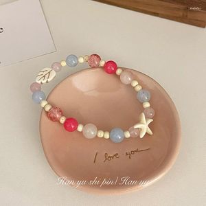 Strand Macaron Ceramic Starfish Beaded Bracelet For Female Summer Small Crowd Design Dopamine Friend Hand String Fresh