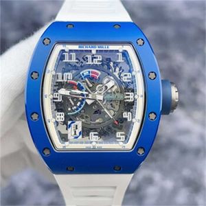 Schweizer berühmte Armbanduhren Richarmilles automatische mechanische Uhren Rm030 FQ France Limited 100 Keramik blau und weiß hohle mechanische Uhr Herren Wat HBHD