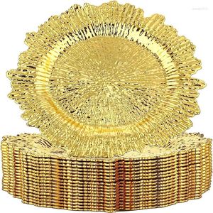 Plates 50pcs Gold Charger Reef Plate Chargers For Dinner Plastic Decorative Table Setting
