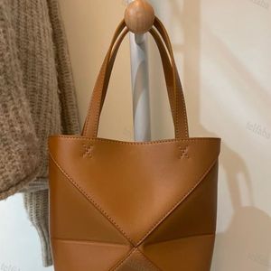 2024 Designer Bag Genuine Leather Handbag Shoulder Bucket Woman Bags Puzzle Totes Crossbody Geometry Square Contrast Color Patchwork Purses Loiiwiis Cross Body