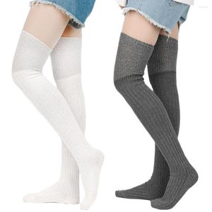 Frauen Socken oben über den knietonigen Winter warme Damen Mädchen schwarze weiße weibliche Oberschenkel hohe Strümpfe Fußbein wärmerer Mode