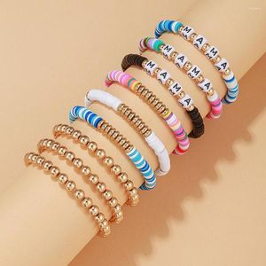 Bracelets de charme corda boêmia para mulheres Charms Bracelet Multilayer Molsed Elastic Pulseira Feminina Christmas Mother's Gift