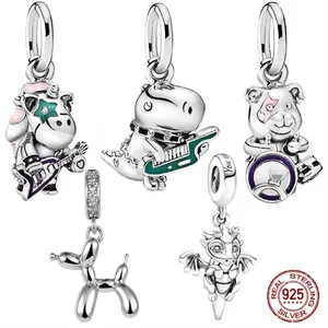 S925 Sterling Silver Hot Selling Pingente Charm Bead Adequado para pulseiras originais Pandora/colares de jóias Bateria de cães de joias Little Bear Frete grátis