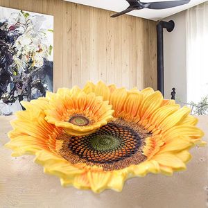 Plates Home Accessories Pastoral Ceramic Fruit Bowl Sunflower Multifunctional With Toothpick Box Plate End Table Decor