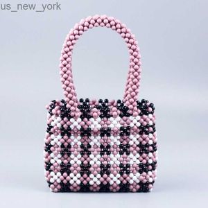 Totes Nya akrylfärgsmatchande tygväskor för kvinnor stor kapacitet rosa geléväska pärlor mode damer koppling pvc väskor transparent hkd230822