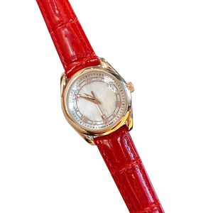 orologi da donna di lusso con diamanti 28mm Orologio da donna di moda con cinturino in pelle di marca superiore Orologi da polso al quarzo per donna Natale Festa della mamma Regalo di alta qualità