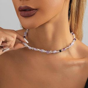 Choker smycken för kvinnor oregelbundna natursten damer halsband mode enkel benkedja direktförsäljning