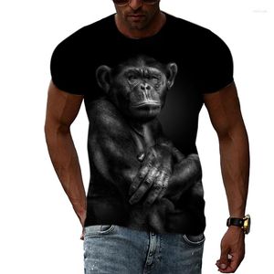 Męskie koszulki Summer Men Funny Monkey Graphic Fashion Trend Osobowość 3D T-shirty Hip Hop Haruku Casual Streetwear Tshirt