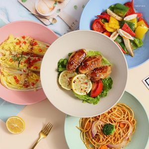 Plates Wheat Straw Noodle Salad Fruit Vegetable Bowl Deep Lightness Bucket Dishes High Capacity Dinner Kitchen Tableware