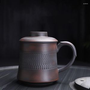 Mugs Vintage Purple Pottery Tea Cup med filterfoder Personligt mugglock Kontor Möte kaffekort för vänner '