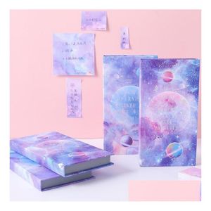 Party Favor Space Cherry Blossoms Sticky Notes Galaxy Planet Notebook Little Book Sticker Set z pudełkiem Baible Note Studenci Nagroda Dhwfu