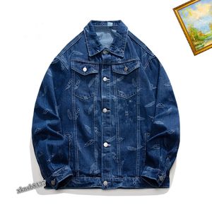 2023 Autumn Winter Men's Denim Jackets Stand Collar Single-breasted Embroidery Casual Slim Short Men's Coats JK23005