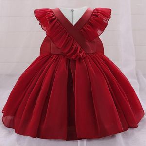 Girl Dresses Ruffle Baby Princess For Pink Bow 1st Birthday Formal Gala Party Girls Dress Prom Gown Kids Evening Wedding Costume