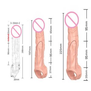 高度に弾力性のあるシリコンペニスエクステンダースリーブ再利用可能なディルド遅延射精拡大