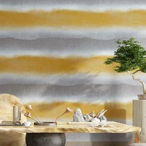 Wallpapers Yellow Stripe Baby Boys Bedroom Wallpaper Roll Kids Room Wall Paper Child Papel De Parede Non-Woven 3D Living Tv