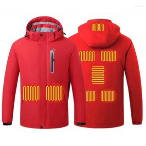 Hunting Jackets NWE Men Winter Warm USB Heating Smart Thermostat Pure Color Hooded Heated Clothing Waterproof