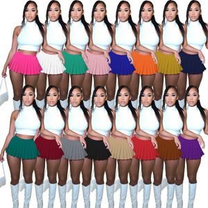 Высокая талия мини-плиссированные юбки Женщины сексуальная мода Y2K Summer Club Party Wear A-Line Solid Color Юбка