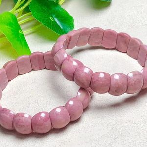 Pulseira natural de rodonita pulseiras de cristal cura cura chakra alívio de estresse reiki ioga energia 1pcs 10x15mm