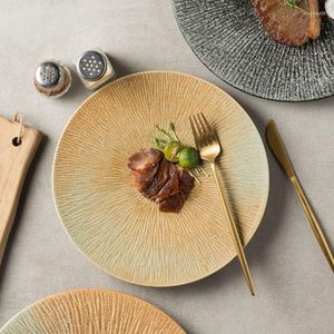 プレートステーキプレート日本語スタイルの食器sashimi浅い寿司料理ウエスタンレストランフラットウォーターパターン