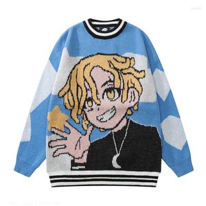 Męskie swetry Vintage dzianiny harajuku kreskówka Awatar Avatar Print Pullover 2023AUTUMN SWEATER SWEATER MĘŻCZYZNA KOBIETA BAWIEDKA