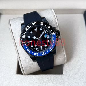 Luxury Męski zegarek 40 mm czarny niebieski tarcza automatyczna 2813 STWIEK SPORTY ZEGA STAWK MĘŻCZYZN 904L Pasek ze stali nierdzewnej GMT Sapphire Mirror Waterproof Montre de Luxe Watch
