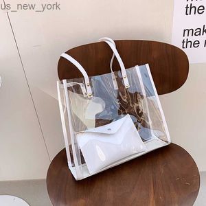 Totes Transparent PVC Shoulder Bags For Women Waterproof Purse + Handbag Fashion Jelly Large Beach Holiday Shopping Tote HKD230822