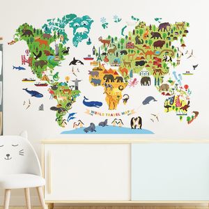 Adesivi da parete Animali Mappa del mondo per ragazzi Camera da letto Decorazione per bambini decorazione adesivi rimovibile asilo in classe fai da te 230822