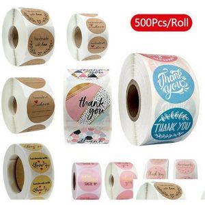 Gift Wrap Styles Packaging 500st/Roll Business Seal Tack 10 Handgjorda klistermärken Decoration Scrapbooking Sticker Flowers Adhesive Heal Otiew