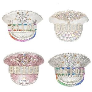Wide Brim Hats Bucket s Bridal Hat for Wedding Glittering Fedora Sequin Novelty Party Holiday Captain Shower 230822
