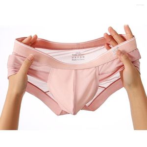 Underpants Japanese Mini Panties Summer Mesh Ultra Thin Briefs Breathable Elastic Ice Cooling Sexy Men Underwear Big Pouch Bulge Male Thong