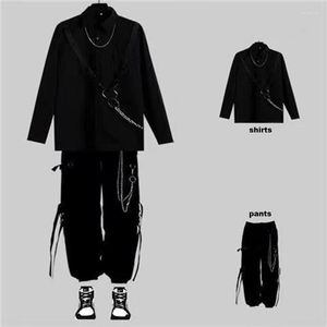 Men's Tracksuits ARENS Techwear Goth Gothic Clothing Shirt Long Sleeve Male Punk Rave Set Streetwear Hip Hop Hippie