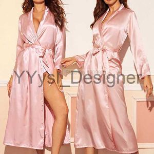 Ultra Long Robe Female Sleepwear Lapel Nightgown Full Sleeve Kimono Bath Gown Bride Bridesmaid Wedding Nightwear With Belt x0822