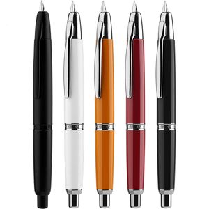 Fountain Pens Majohn A1プレス噴水ペン格納式細かいNIB 0.4mmメタルマットブラックインクペンコンバータークリスマスギフト230821