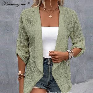 Kvinnorjackor Öppna Stitch Cardigan Kvinnor Solproof Blouse Boho Toppar Summer Air Condition Sunscreen outwear Casual Long Sleeve Shirt Coat 230821