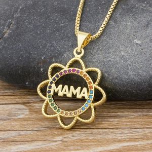 Ketten Aibef Mama Letter Blume hohl aus farbenfroh