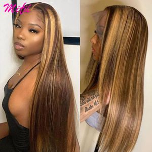 Synthetic Wigs 13x6 Highlight Wig Brown Lace Front Human Hair For Women Bone Straight 13x4 Honey Blonde Colored 360 Full Frontal 230821