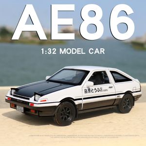 Diecast Model car 1/32 Initial D AE86 Alloy Model Car Collectible Iron Toy Car Miniature Diecast Scale Vehicle Model Toy Sound Light Toys For Boys 230821