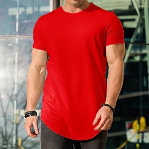 Magliette da uomo t-shirt a colore solido sport sciodo di leisure top maniche corte in stile estivo abbigliamento orlo irregolare maglietta